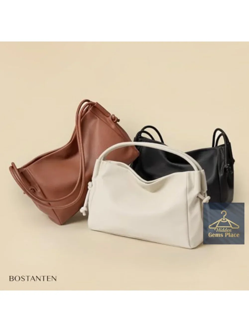 Pebbled Vegan Leather Hobo Shoulder Bag with Multi-Pockets